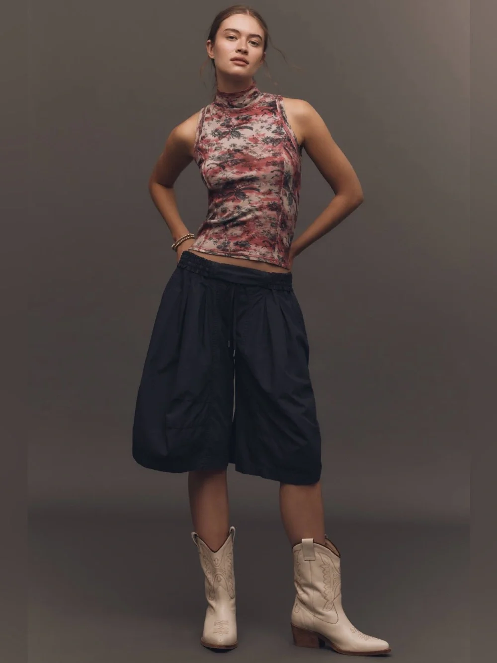 Anthropologie Ruched Poplin Culottes Black Gaucho Balloon Shorts Pants Small NWT